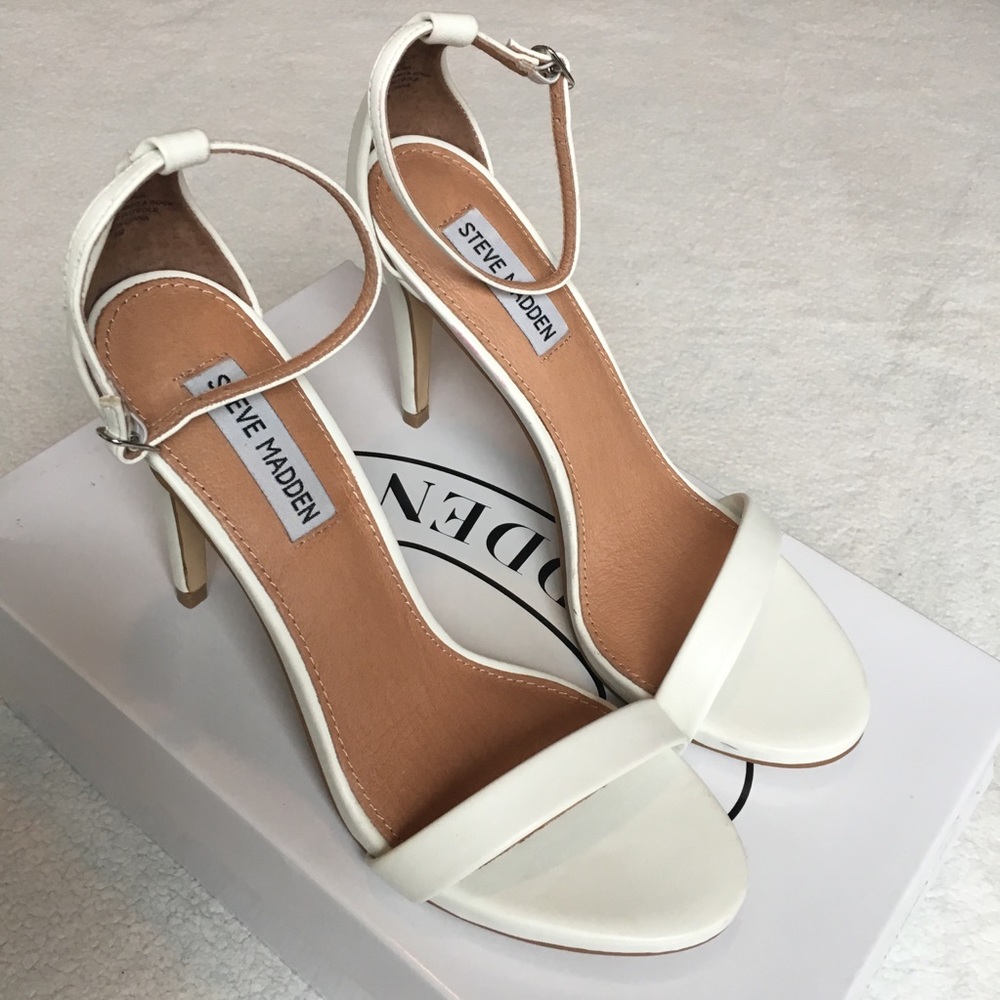 Steve Madden White Stecy Heels Sandals